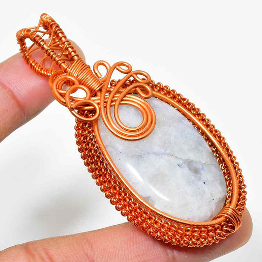 Moonlit Harmony – Moonstone Copper Pendant