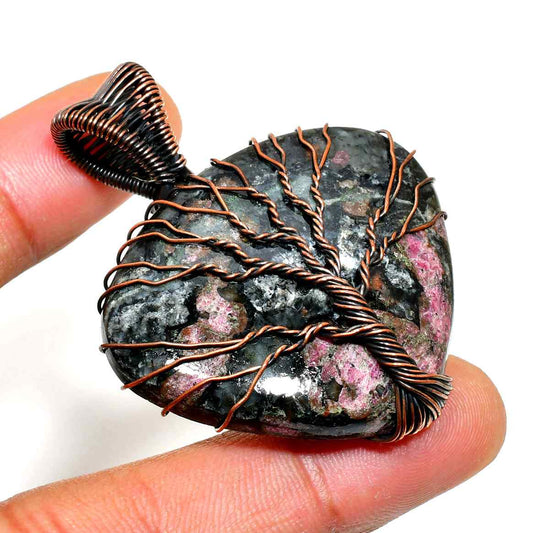 Gaia’s Embrace – Ruby Zoisite Copper Tree Pendant
