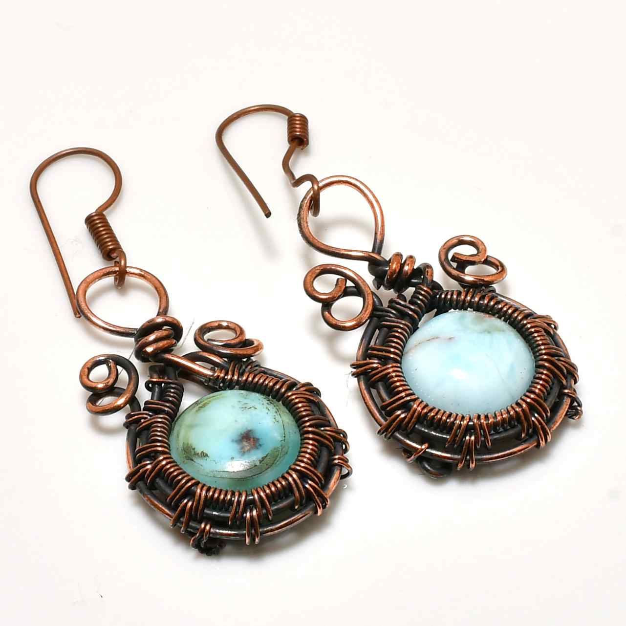 Tranquil Tide – Larimar & Copper Earrings