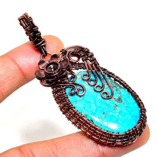 Azura’s Blossom – Turquoise Copper Pendant