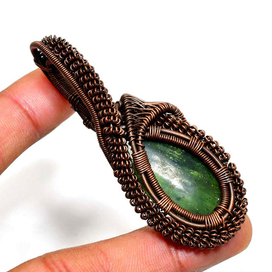 Whispers of Nature – Green Stone Copper Pendant