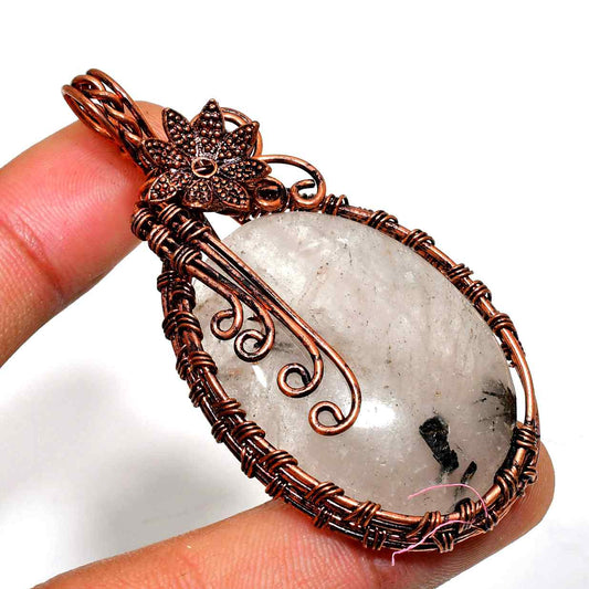 Lunar Embrace – Copper-Wrapped Moonstone Pendant