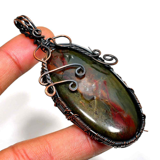 Gaia’s Shield – Bloodstone & Copper Pendant