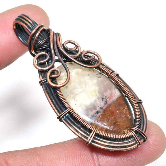 Earthbound Harmony – Rustic Copper & Natural Stone Pendant