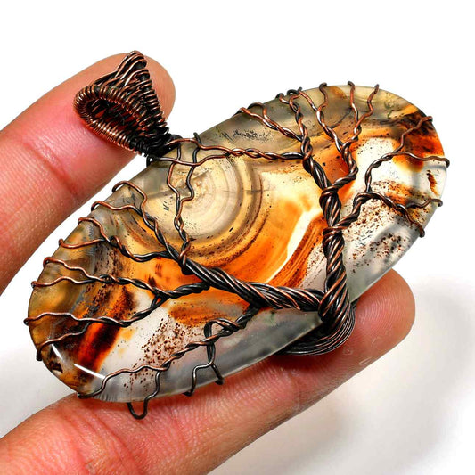 Gaia’s Arbor – Agate & Copper Tree of Life Pendant