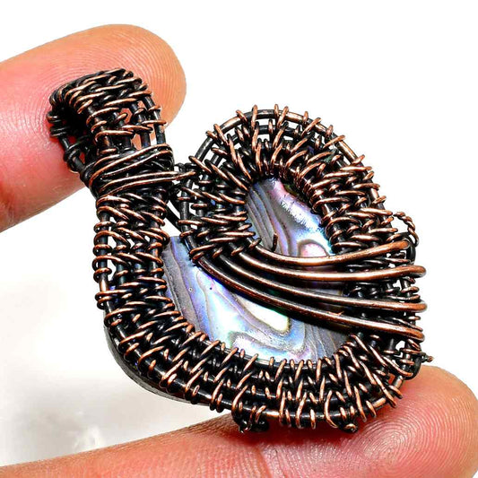Abalone Whisper – Oxidized Copper Shell Pendant