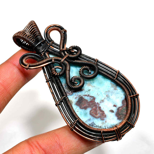 Serenity’s Embrace – Larimar Copper Pendant