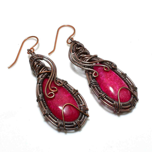 Harmony’s Embrace – Rhodonite Copper Earrings