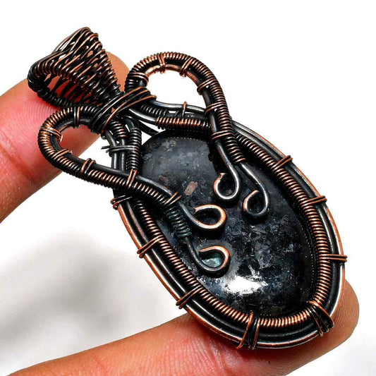 Onyx Aegis – Oxidized Copper Pendant