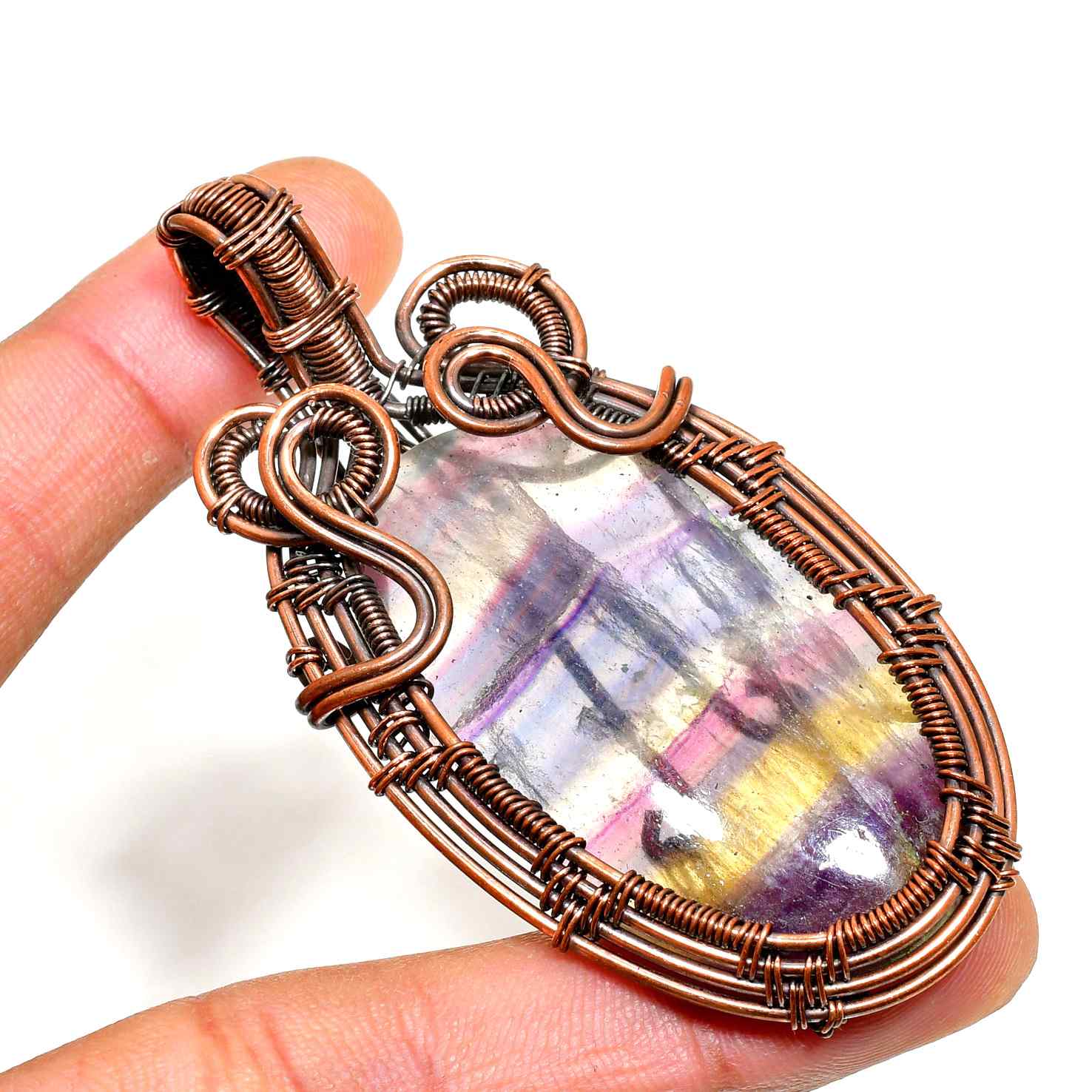 Clarity’s Embrace – Fluorite Copper Pendant