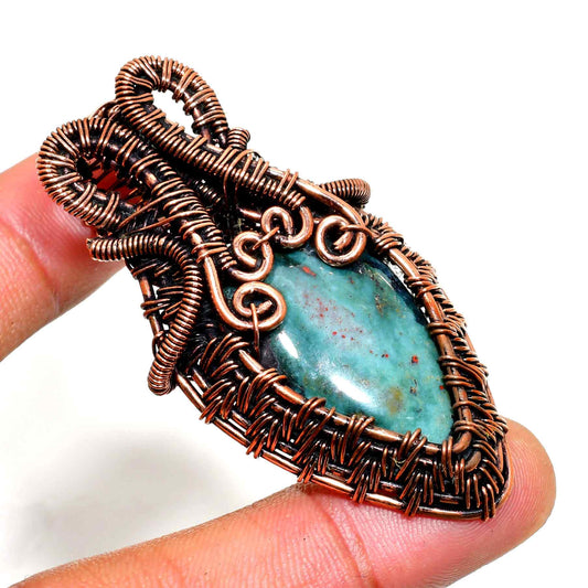 Verdant Harmony – Moss Agate Copper Pendant