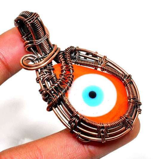 Guardian’s Eye – Orange & Blue Copper Pendant