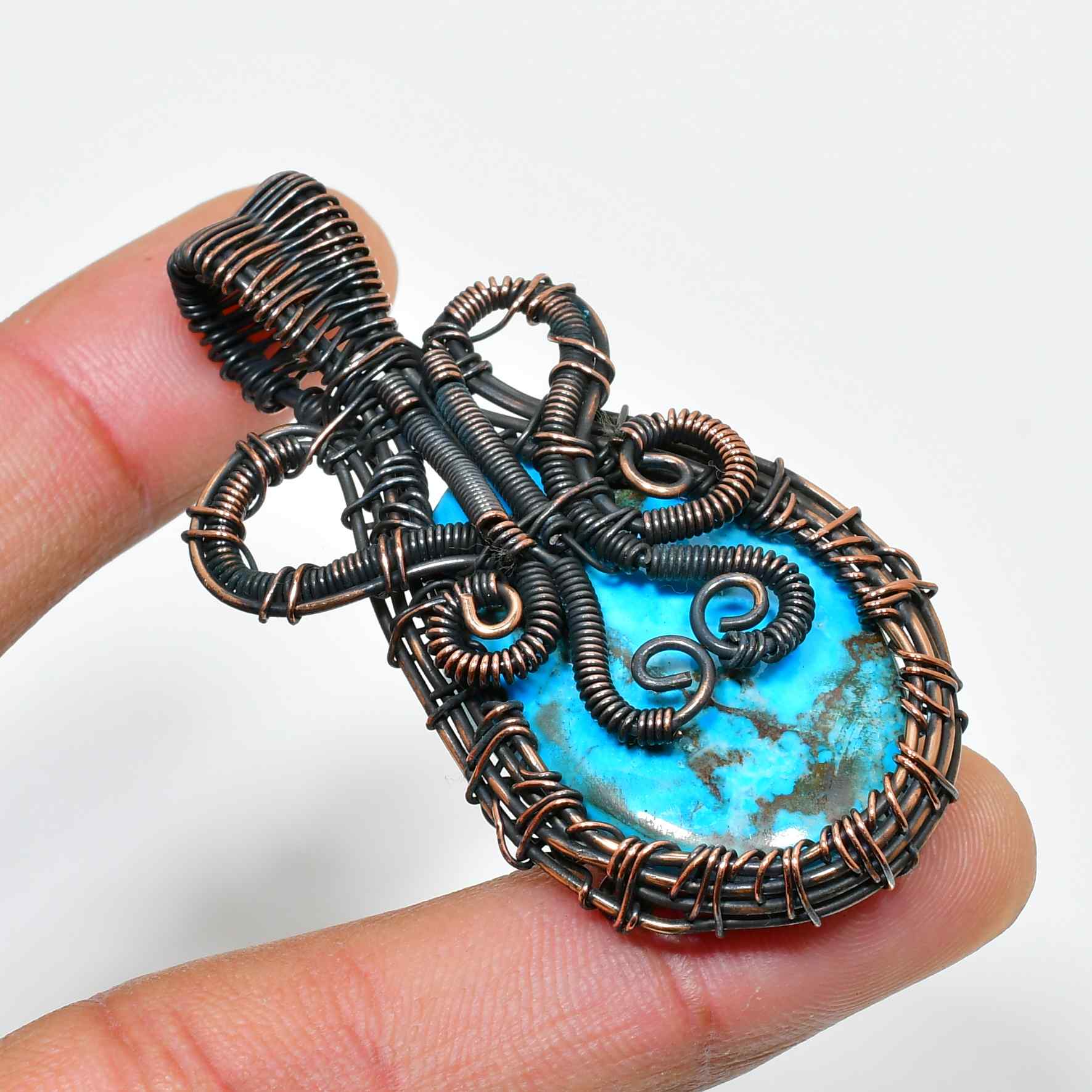 Selene’s Embrace – Turquoise Copper Pendant