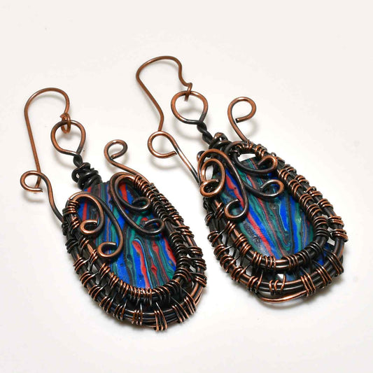 Artisan’s Aura – Gemstone Copper Wire Earrings