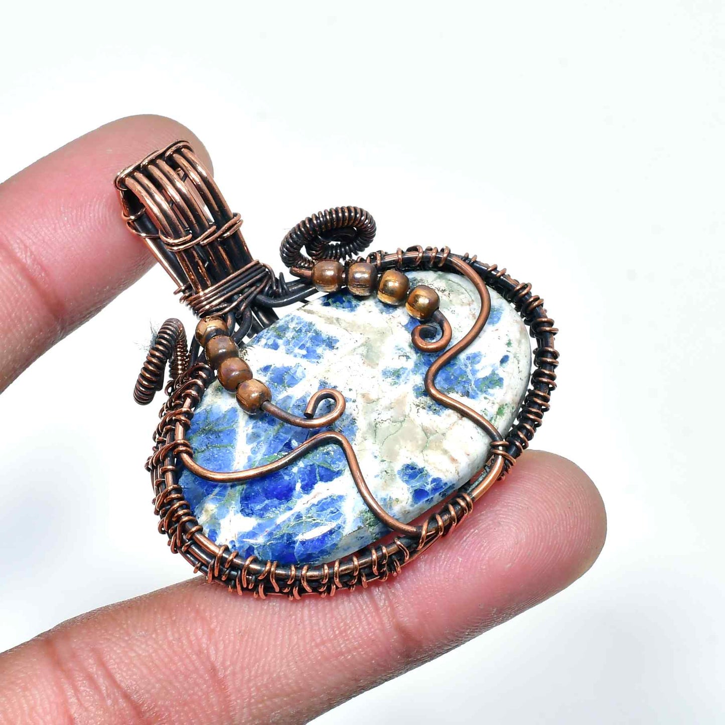 Serenity’s Whisper – Sodalite & Copper Pendant