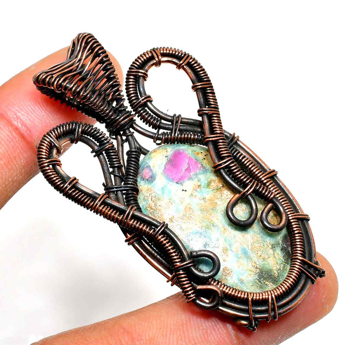 Ezra’s Veil – Oxidized Copper Amethyst Pendant