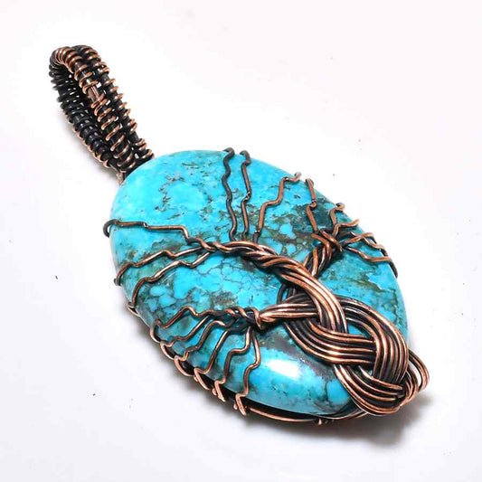 Ember’s Embrace – Turquoise & Copper Wire Pendant