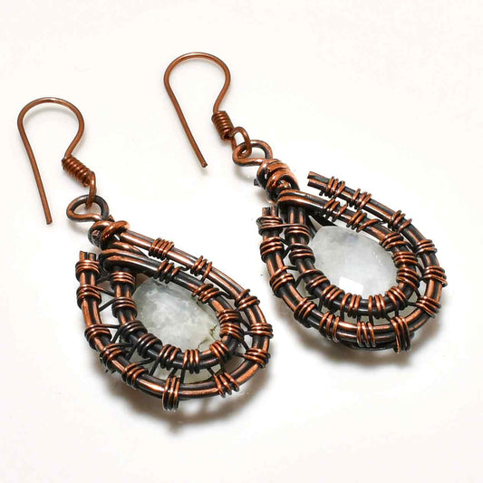 Harmony’s Halo – Oxidized Copper Gemstone Earrings