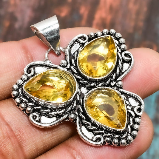 Solar Blossom – Citrine & Silver Pendant