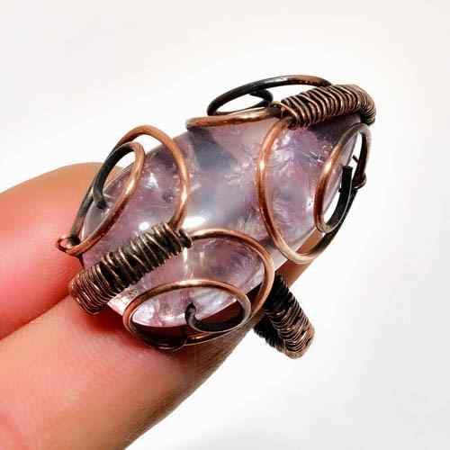 Ezra’s Veil – Hand-Wrapped Amethyst Copper Pendant