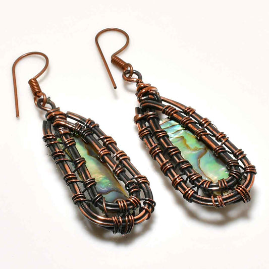 Ocean’s Embrace – Abalone & Copper Earrings