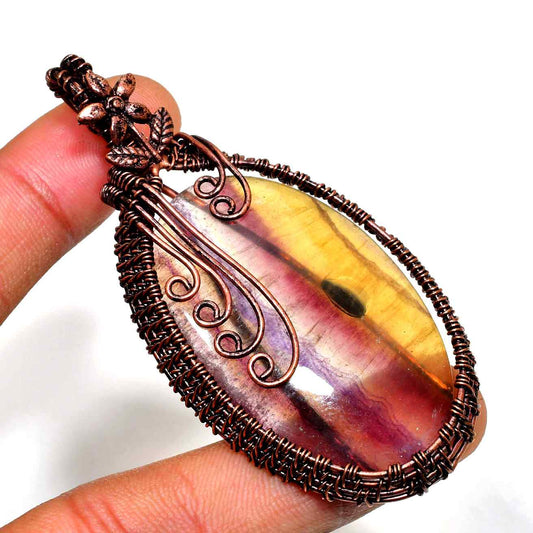 Harmonic Eclipse – Fluorite & Copper Pendant