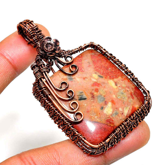 Gaia’s Embrace – Jasper Copper Pendant
