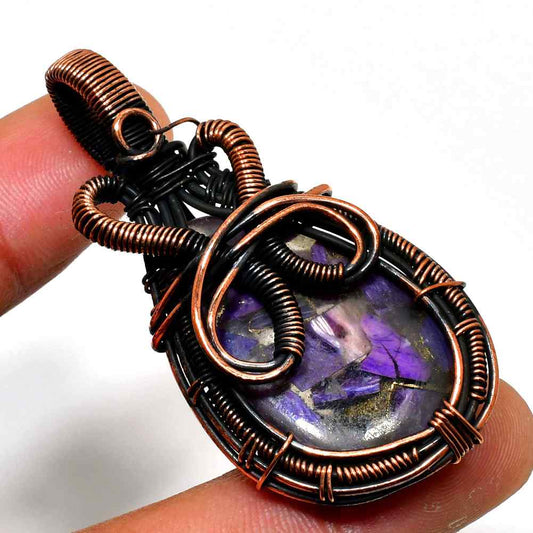 Ezra’s Veil – Oxidized Copper Amethyst Pendant