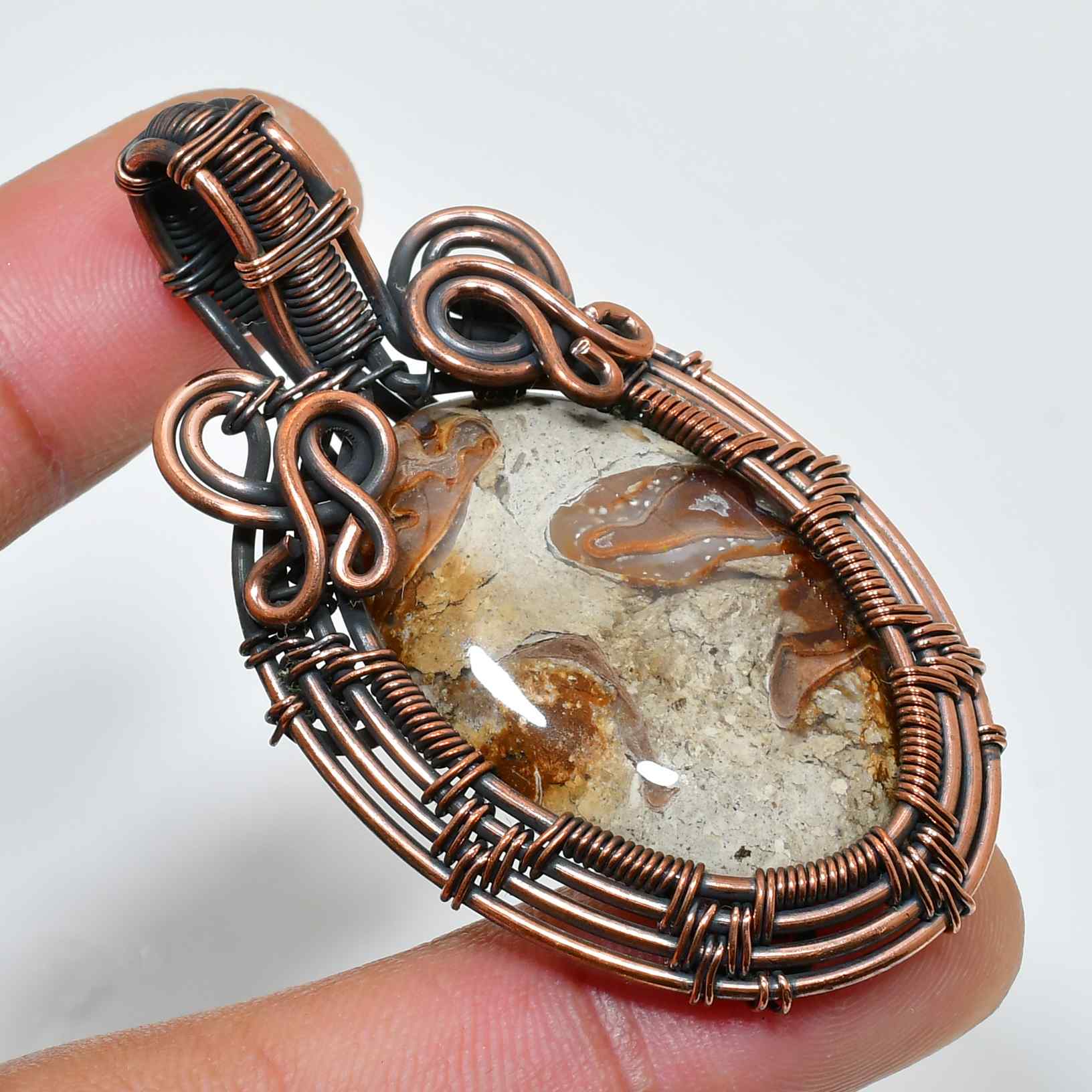 Terra’s Embrace – Agate Copper Pendant