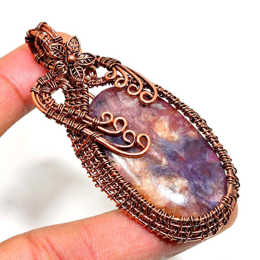 Ezra’s Veil – Wire-Wrapped Amethyst & Copper Pendant