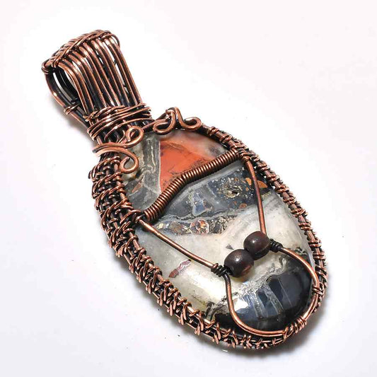 Ember’s Embrace – Copper-Wrapped Earthstone Pendant
