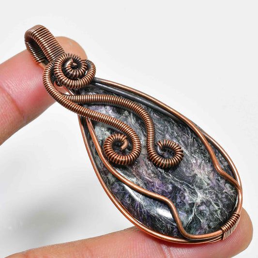 Ezra’s Veil – Amethyst & Oxidized Copper Pendant
