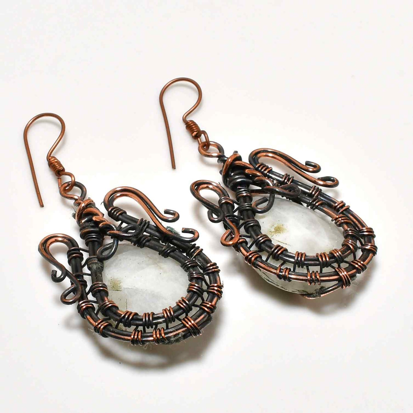 Terra’s Embrace – Oxidized Copper Gemstone Earrings