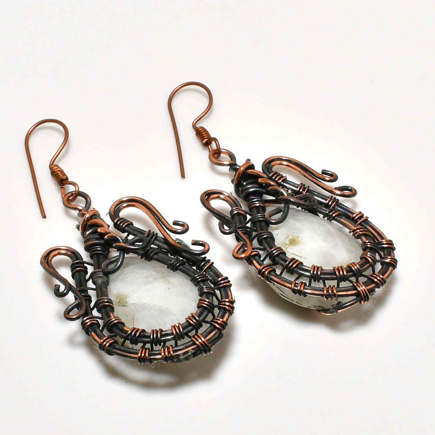 Terra’s Embrace – Oxidized Copper Gemstone Earrings