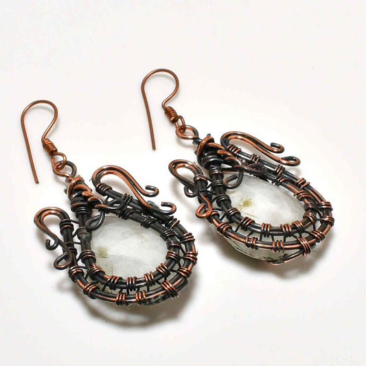 Terra’s Embrace – Oxidized Copper Gemstone Earrings