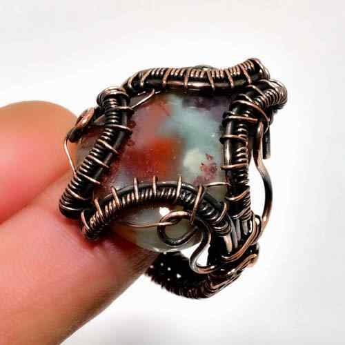 Gaia’s Embrace – Copper-Wrapped Agate Ring