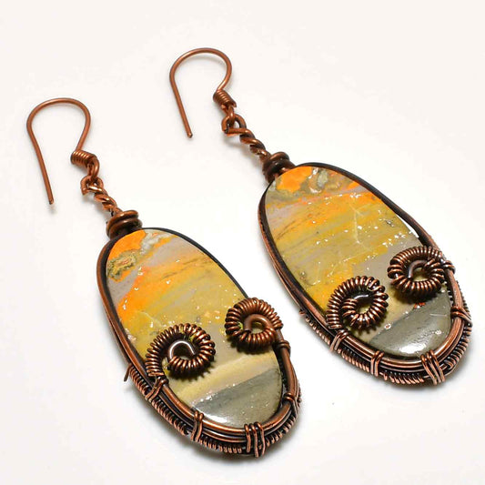 Bohemian Muse – Copper-Wrapped Gemstone Earrings