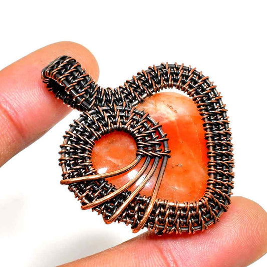 Ember’s Embrace – Oxidized Copper Carnelian Pendant