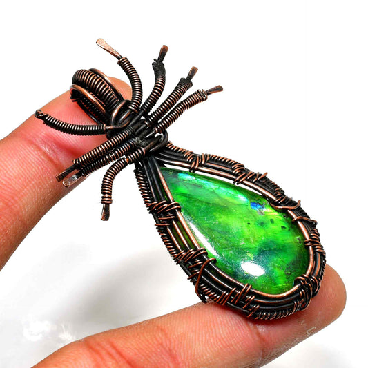Emerald Firefly – Hand-Wired Emerald & Copper Pendant