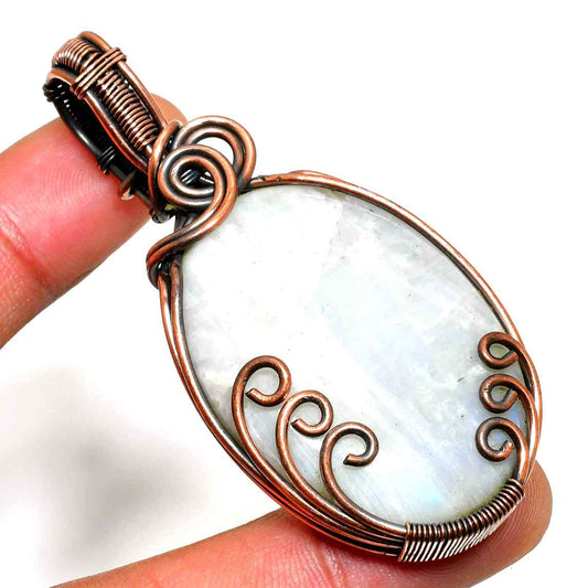 Moonlit Whisper – Antique Copper Moonstone Pendant