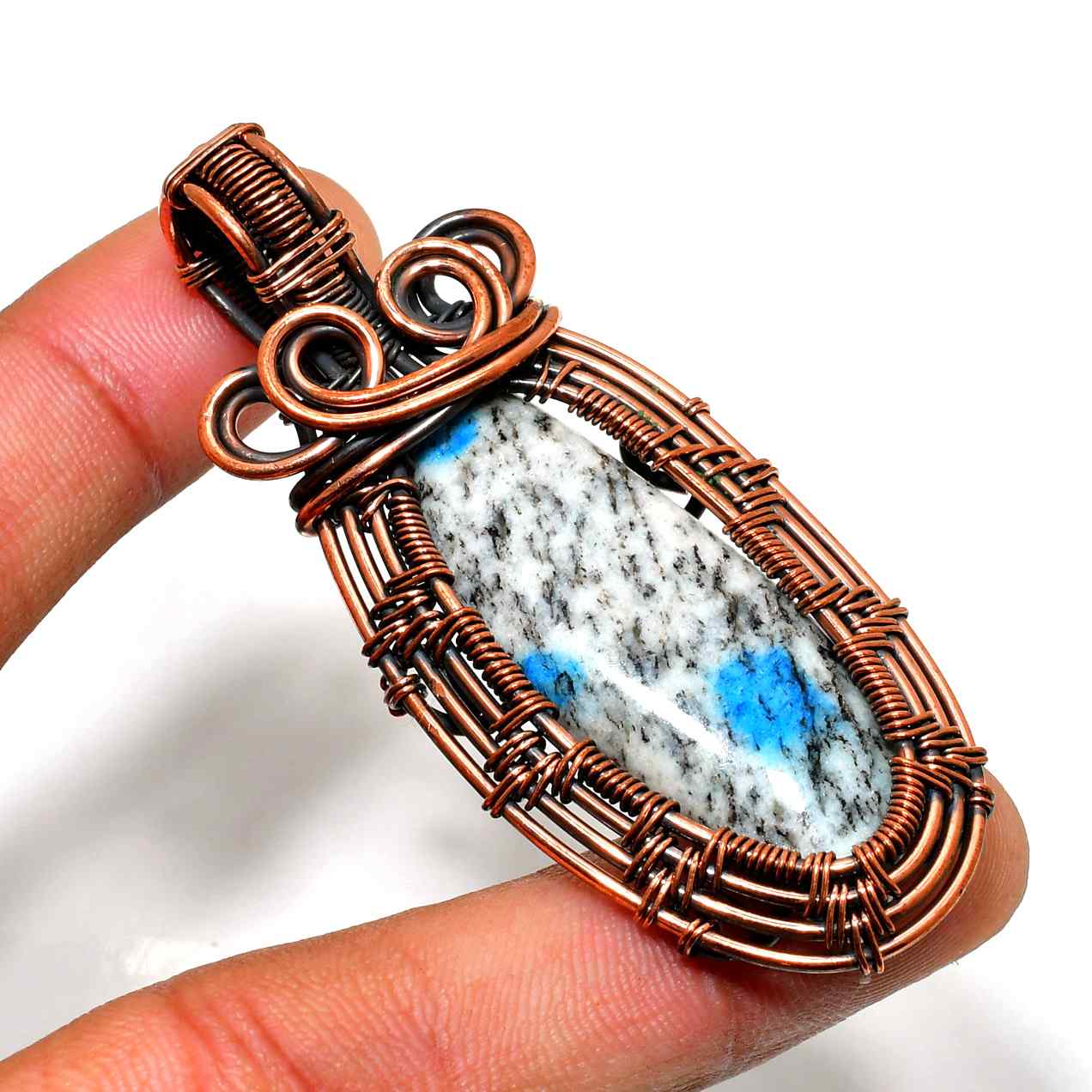 Gaia’s Whisper – Copper-Wrapped Natural Stone Pendant