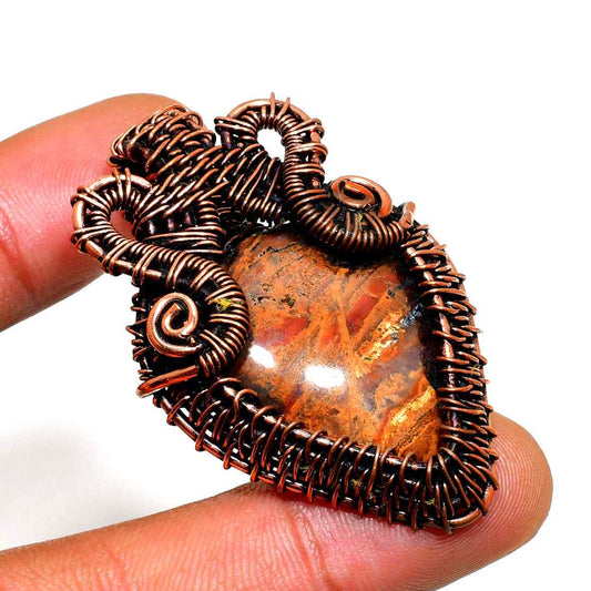 Ember’s Heart – Fire Opal Copper Pendant