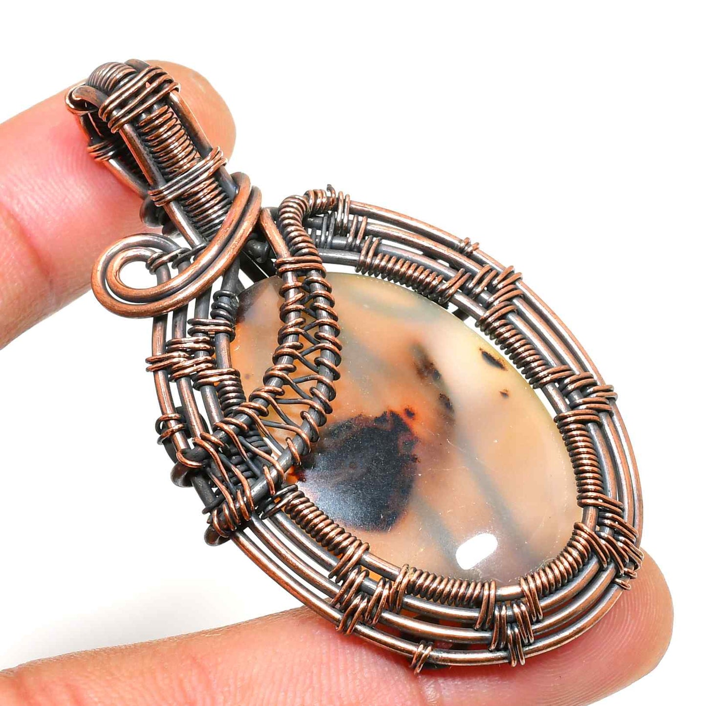 Gaia’s Embrace – Agate & Copper Pendant