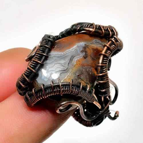 Gaia’s Embrace – Oxidized Copper Agate Ring