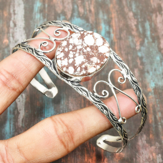 Earth’s Embrace – Natural Stone Silver Wire Bracelet