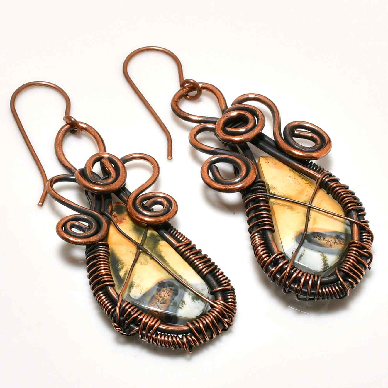 Earth’s Embrace – Jasper & Copper Wrap Earrings