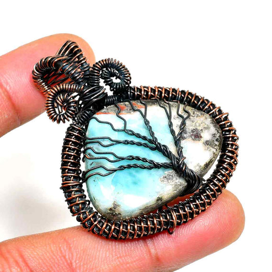 Gaia’s Embrace – Turquoise Tree of Life Copper Pendant