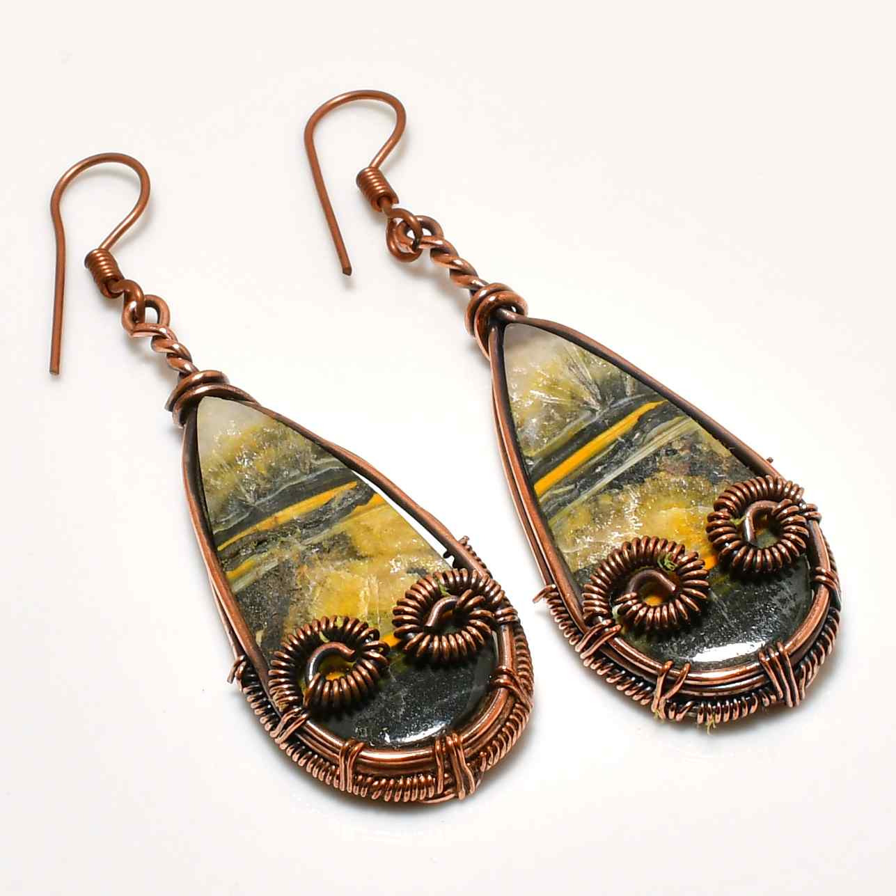 Aurelia’s Roar – Tiger’s Eye Copper Earrings