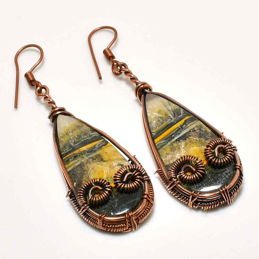 Aurelia’s Roar – Tiger’s Eye Copper Earrings