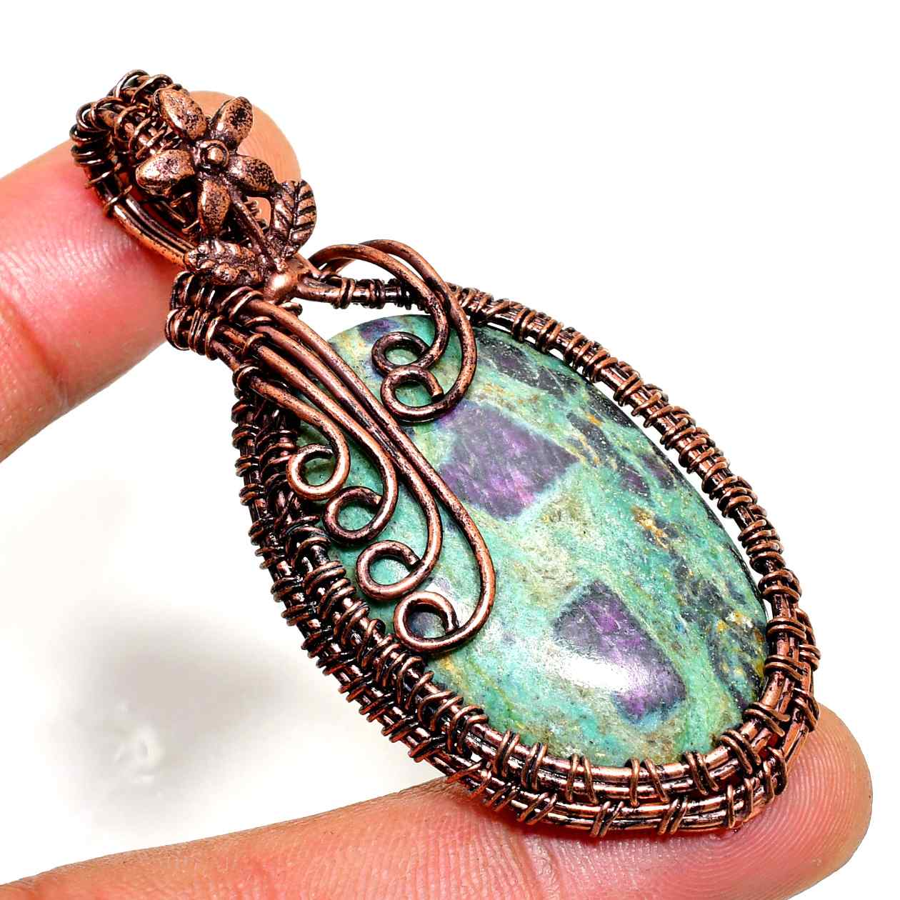 Earth’s Embrace – Copper-Wrapped Natural Stone Pendant